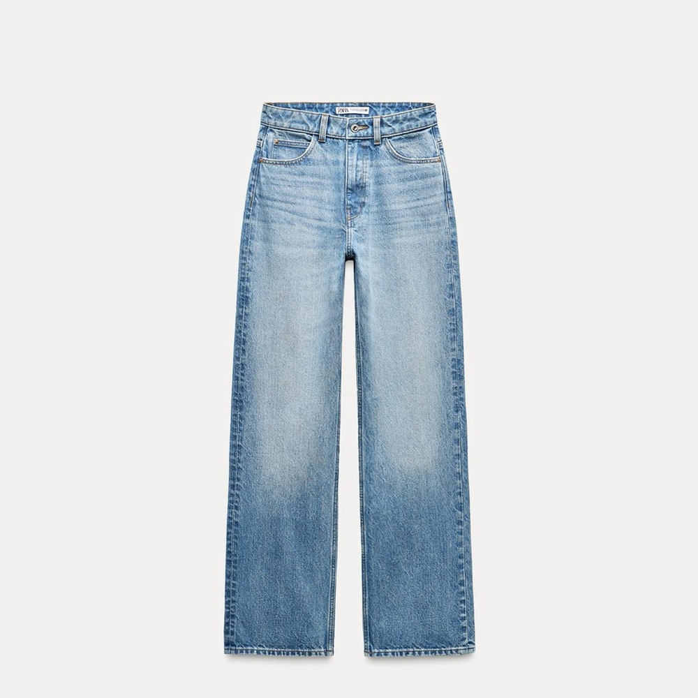 Zara Z1975 High Rise Long Length Straight Jeans
